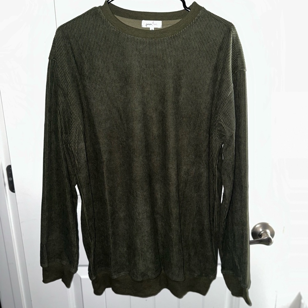 Army Green Corded OVERSIZED Sweatshirt - Picture 2 of 6